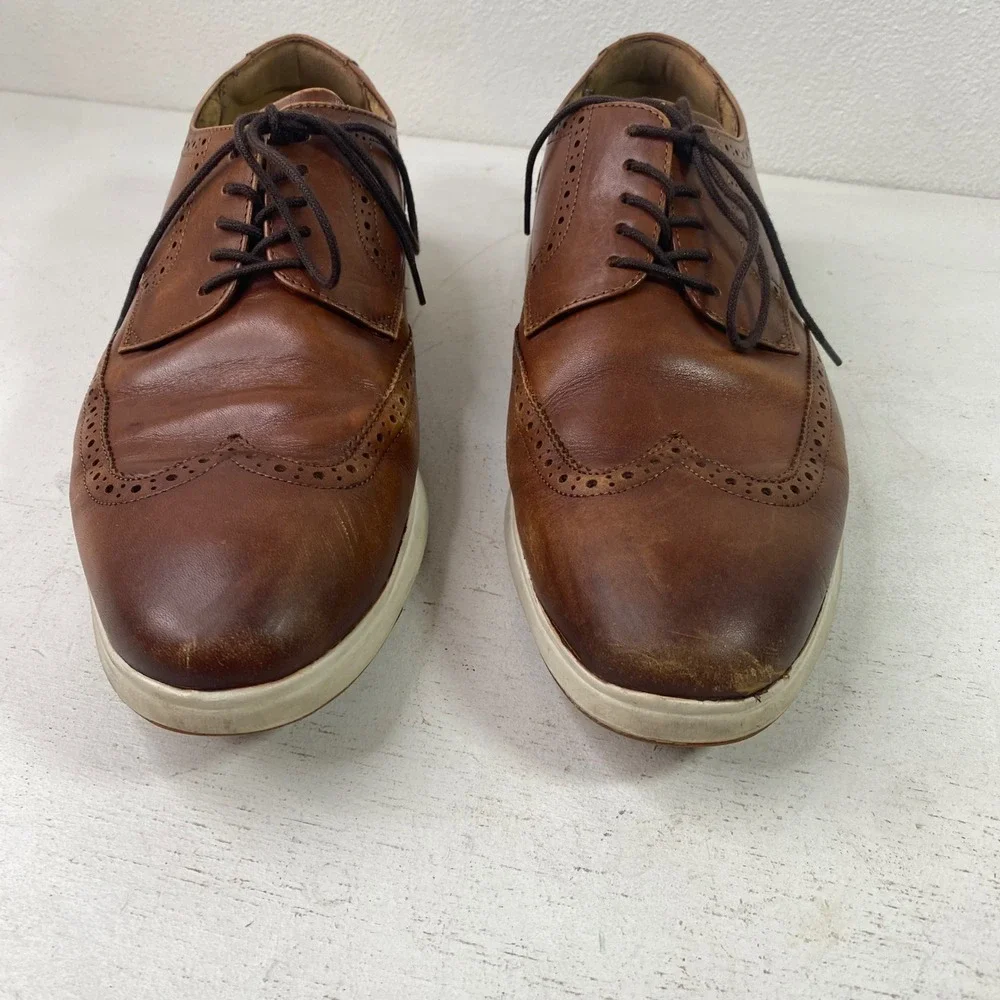 Florsheim Mens 10M Leather Brown Wingtip Oxford Dress Shoes Comfortech